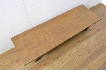 和製アンティーク　天板タモ材　一枚板の趣ある杢目が目を惹くローテーブル(座卓、センターテーブル、リビングテーブル、フロアテーブル、作業台)(R-064147)