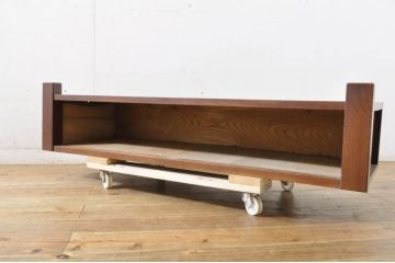 和製アンティーク　美品!!　総欅(ケヤキ)材　玉杢　漆のキレイな置き床(ローボード、ローチェスト、テレビ台、飾り棚、置床)(R-064149)