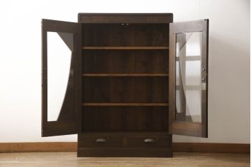 和製アンティーク　モダンデザイン　和洋どちらのお部屋にも馴染みやすい本箱(ブックケース、本棚、キャビネット、収納棚、戸棚)(R-064150)