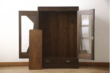 和製アンティーク　モダンデザイン　和洋どちらのお部屋にも馴染みやすい本箱(ブックケース、本棚、キャビネット、収納棚、戸棚)(R-064150)
