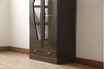 和製アンティーク　モダンデザイン　和洋どちらのお部屋にも馴染みやすい本箱(ブックケース、本棚、キャビネット、収納棚、戸棚)(R-064150)