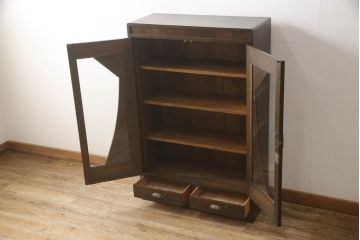 和製アンティーク　モダンデザイン　和洋どちらのお部屋にも馴染みやすい本箱(ブックケース、本棚、キャビネット、収納棚、戸棚)(R-064150)