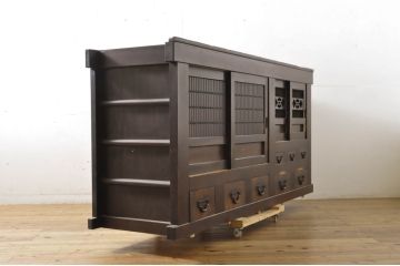 和製アンティーク　凛とした美しさが上品な和を演出してくれる近江水屋箪笥サイドボード(食器棚、戸棚、収納棚、キャビネット)(R-064152)