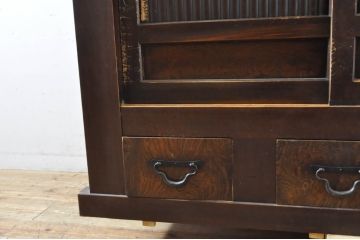 和製アンティーク　凛とした美しさが上品な和を演出してくれる近江水屋箪笥サイドボード(食器棚、戸棚、収納棚、キャビネット)(R-064152)