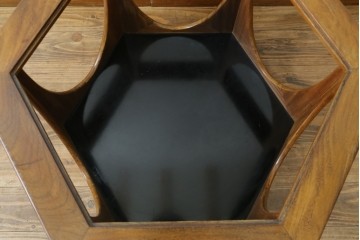 イギリスビンテージ　G-PLAN(ジープラン)　Fresco(フレスコ)　ガラストップがおしゃれなローテーブル　(R-064162)