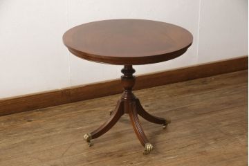 イギリスビンテージ　マホガニー材　高級品!!　真鍮製のキャスターが魅力のコーヒーテーブル(カフェテーブル、ローテーブル、サイドテーブル、ヴィンテージ)(R-064163)