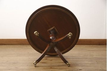 イギリスビンテージ　マホガニー材　高級品!!　真鍮製のキャスターが魅力のコーヒーテーブル(カフェテーブル、ローテーブル、サイドテーブル、ヴィンテージ)(R-064163)