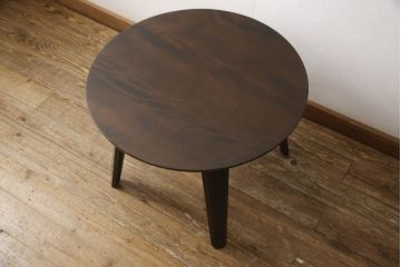 中古　松本民芸家具　#69型丸茶卓　シックな色合いが上品な丸テーブル(カフェテーブル、コーヒーテーブル、センターテーブル、座卓)(定価約14万円)(R-064175)