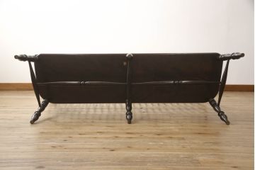 中古　松本民芸家具　♯513型長ウインザーチェア　クラシカルな佇まいのウィンザーベンチ(ウインザーベンチ、長椅子、3人掛けベンチ、ウィンザーチェア)(定価約39万円)(R-064177)