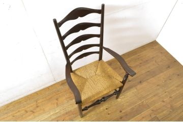 中古　美品　松本民芸家具　クラシカルな佇まいのラダーハイバックチェア(椅子、イス、ダイニングチェア、アームチェア)(定価約21万円)(R-064184)