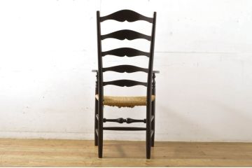 中古　美品　松本民芸家具　クラシカルな佇まいのラダーハイバックチェア(椅子、イス、ダイニングチェア、アームチェア)(定価約21万円)(R-064184)