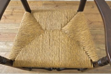 中古　美品　松本民芸家具　クラシカルな佇まいのラダーハイバックチェア(椅子、イス、ダイニングチェア、アームチェア)(定価約21万円)(R-064184)