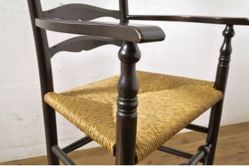 中古　美品　松本民芸家具　クラシカルな佇まいのラダーハイバックチェア(椅子、イス、ダイニングチェア、アームチェア)(定価約21万円)(R-064184)