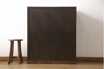 和製ビンテージ　赤みがかった木肌が上品な茶箪笥(水屋箪笥、収納棚、戸棚、引き出し、食器棚、松本民芸家具、ヴィンテージ)(R-064186)