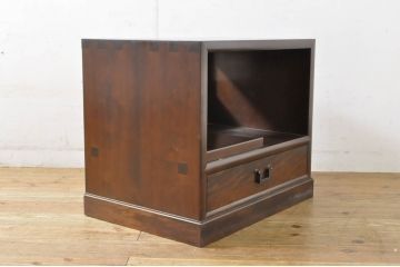 中古　美品　松本民芸家具　上品な佇まいが魅力!!分厚い材で造られたポットワゴン(茶棚、お座敷ワゴン、サイドボード)(R-064187)