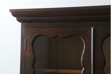 中古　美品　松本民芸家具　#58型　お洒落な扉のデザインが印象的な食器棚(カップボード、収納棚、戸棚)(定価約55万円)(R-064191)