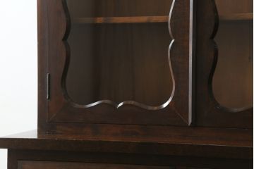 中古　美品　松本民芸家具　#58型　お洒落な扉のデザインが印象的な食器棚(カップボード、収納棚、戸棚)(定価約55万円)(R-064191)
