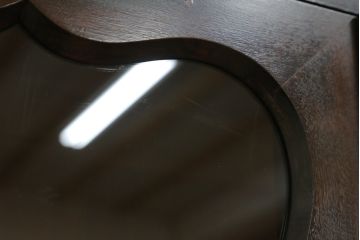 中古　美品　松本民芸家具　#58型　お洒落な扉のデザインが印象的な食器棚(カップボード、収納棚、戸棚)(定価約55万円)(R-064191)