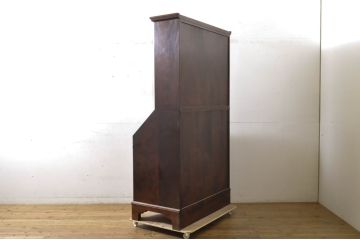 中古　美品　松本民芸家具　希少な特注品!　落ち着いた色合いが和モダンな雰囲気を醸し出すビューローブックケース(ライティングビューロー、キャビネット、収納棚、戸棚、本箱、ワークデスク、在宅ワーク、在宅用)(R-064192)