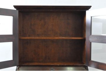 中古　美品　松本民芸家具　希少な特注品!　落ち着いた色合いが和モダンな雰囲気を醸し出すビューローブックケース(ライティングビューロー、キャビネット、収納棚、戸棚、本箱、ワークデスク、在宅ワーク、在宅用)(R-064192)