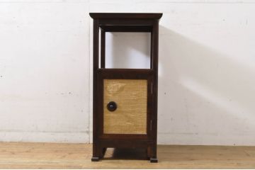 中古　松本民芸家具　上品な和の趣き漂うA型電話台(花台、飾り台、収納棚、戸棚、サイドテーブル)(定価約13万円)(R-064193)
