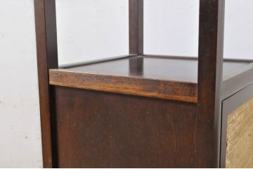 中古　松本民芸家具　上品な和の趣き漂うA型電話台(花台、飾り台、収納棚、戸棚、サイドテーブル)(定価約13万円)(R-064193)