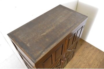 中古　美品　松本民芸家具　当店リメイク　上質な空間づくりにおすすめのワードローブ収納棚(靴箱、下駄箱、キャビネット、戸棚)(R-064195)