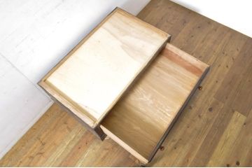 中古　美品　松本民芸家具　天板リメイク　和・洋どちらにも取り入れやすい!シックな佇まいが魅力のローチェスト(ローボード、サイドチェスト、引き出し、衣装タンス、テレビ台)(R-064198)
