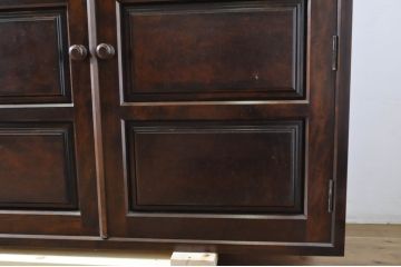 中古　美品　松本民芸家具　脚(台輪)付きリメイク　直線的なデザインがシックな印象の和タンス(収納棚、着物箪笥、戸棚、引き出し、衣装盆)(R-064200)