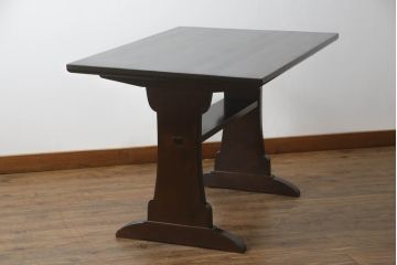 和製ビンテージ　松本民芸家具　落ち着いた色合いがお部屋に馴染みやすいダイニングテーブル(食卓、4人掛け、4P、作業台、ヴィンテージ)(R-064204)