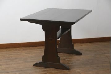 和製ビンテージ　松本民芸家具　落ち着いた色合いがお部屋に馴染みやすいダイニングテーブル(食卓、4人掛け、4P、作業台、ヴィンテージ)(R-064205)