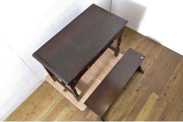 中古　松本民芸家具　シックな書斎作りにおすすめのデスク(平机、ワークデスク、在宅ワーク用、在宅用)(R-064206)