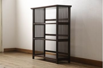 中古　美品　松本民芸家具　#117型　和モダンスタイルにおすすめなオープンラック(飾り棚、本棚、書棚、収納棚、ブックシェルフ)(R-064207)