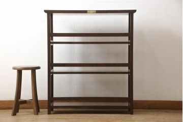 中古　美品　松本民芸家具　#117型　和モダンスタイルにおすすめなオープンラック(飾り棚、本棚、書棚、収納棚、ブックシェルフ)(R-064207)