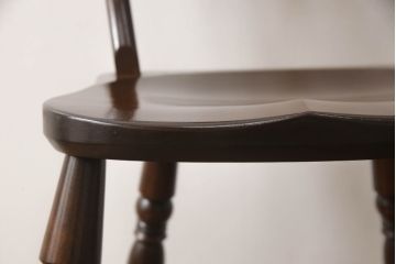 中古　松本民芸家具　#49型A　背もたれの美しいデザインが印象的なワイコムチェア(ダイニングチェア、椅子、イス、板座チェア)(R-064208)