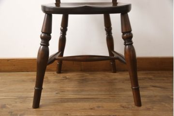 中古　松本民芸家具　#49型A　背もたれの美しいデザインが印象的なワイコムチェア(ダイニングチェア、椅子、イス、板座チェア)(R-064208)