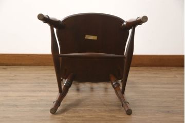 中古　松本民芸家具　#49型A　背もたれの美しいデザインが印象的なワイコムチェア(ダイニングチェア、椅子、イス、板座チェア)(R-064208)