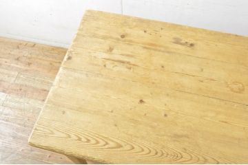 フランスアンティーク　オールドパイン材　ナチュラルインテリアにおすすめ!明るい木色があたたかみを感じるフレンチテーブル(ダイニングテーブル、4人掛け、6人掛け、作業台、食卓)(R-064216)