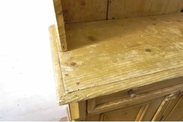 フランスアンティーク　オールドパイン材　見せる収納を楽しめるカップボード(食器棚、戸棚、収納棚、飾り棚、キャビネット)(R-064219)