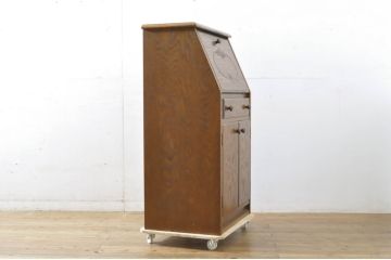 中古　三越家具(現カントリーハウス)　Brugge(ブルージュ)　上品な彫刻レリーフがクラシカルな雰囲気を醸し出すライティングビューロー(VE103、簿記机、ワークデスク、在宅用、在宅ワーク用、サイドキャビネット)(R-064232)