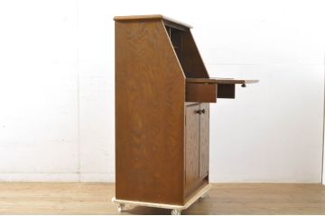 中古　三越家具(現カントリーハウス)　Brugge(ブルージュ)　上品な彫刻レリーフがクラシカルな雰囲気を醸し出すライティングビューロー(VE103、簿記机、ワークデスク、在宅用、在宅ワーク用、サイドキャビネット)(R-064232)