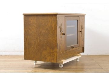 中古　三越家具(現カントリーハウス)　Brugge(ブルージュ)　薔薇の彫刻レリーフが美しいテレビ台(VE1206、ローボード、収納棚、戸棚、テレビボード、サイドボード)(R-064233)