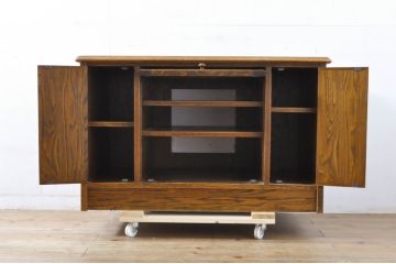 中古　三越家具(現カントリーハウス)　Brugge(ブルージュ)　薔薇の彫刻レリーフが美しいテレビ台(VE1206、ローボード、収納棚、戸棚、テレビボード、サイドボード)(R-064233)