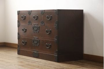 中古　岩谷堂箪笥　力強い木目が美しい和箪笥(収納箪笥、整理タンス、衣装たんす、引き出し)(R-064235)