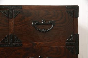 中古　岩谷堂箪笥　力強い木目が美しい和箪笥(収納箪笥、整理タンス、衣装たんす、引き出し)(R-064235)