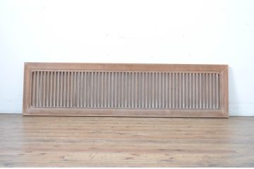 中古　スモークガラス入り!和の空間づくりにオススメな数寄屋の格子付きガラス欄間1枚(明かり取り、明り取り)(R-064244)