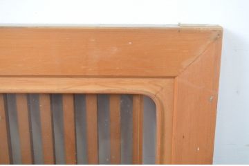中古　スモークガラス入り!和の空間づくりにオススメな数寄屋の格子付きガラス欄間1枚(明かり取り、明り取り)(R-064244)