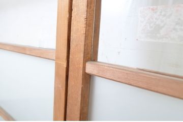 アンティーク建具　シンプルでどんなお部屋にも合わせやすいガラス戸2枚セット(引き戸)(R-064245)