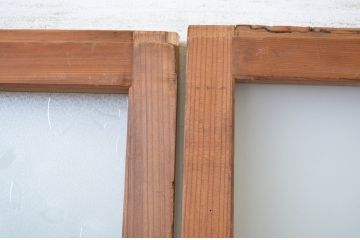 アンティーク建具　シンプルでどんなお部屋にも合わせやすいガラス戸2枚セット(引き戸)(R-064245)