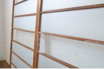 アンティーク建具　シンプルでどんなお部屋にも合わせやすいガラス戸2枚セット(引き戸)(R-064245)